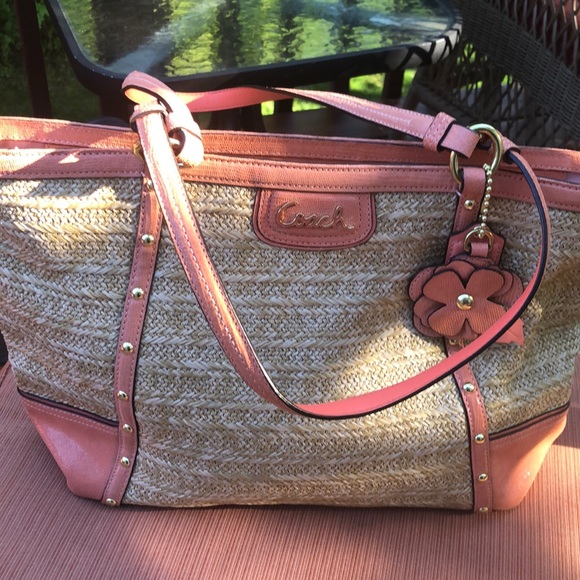 Coach Straw Shoulder Bag - Picture 1 of 5